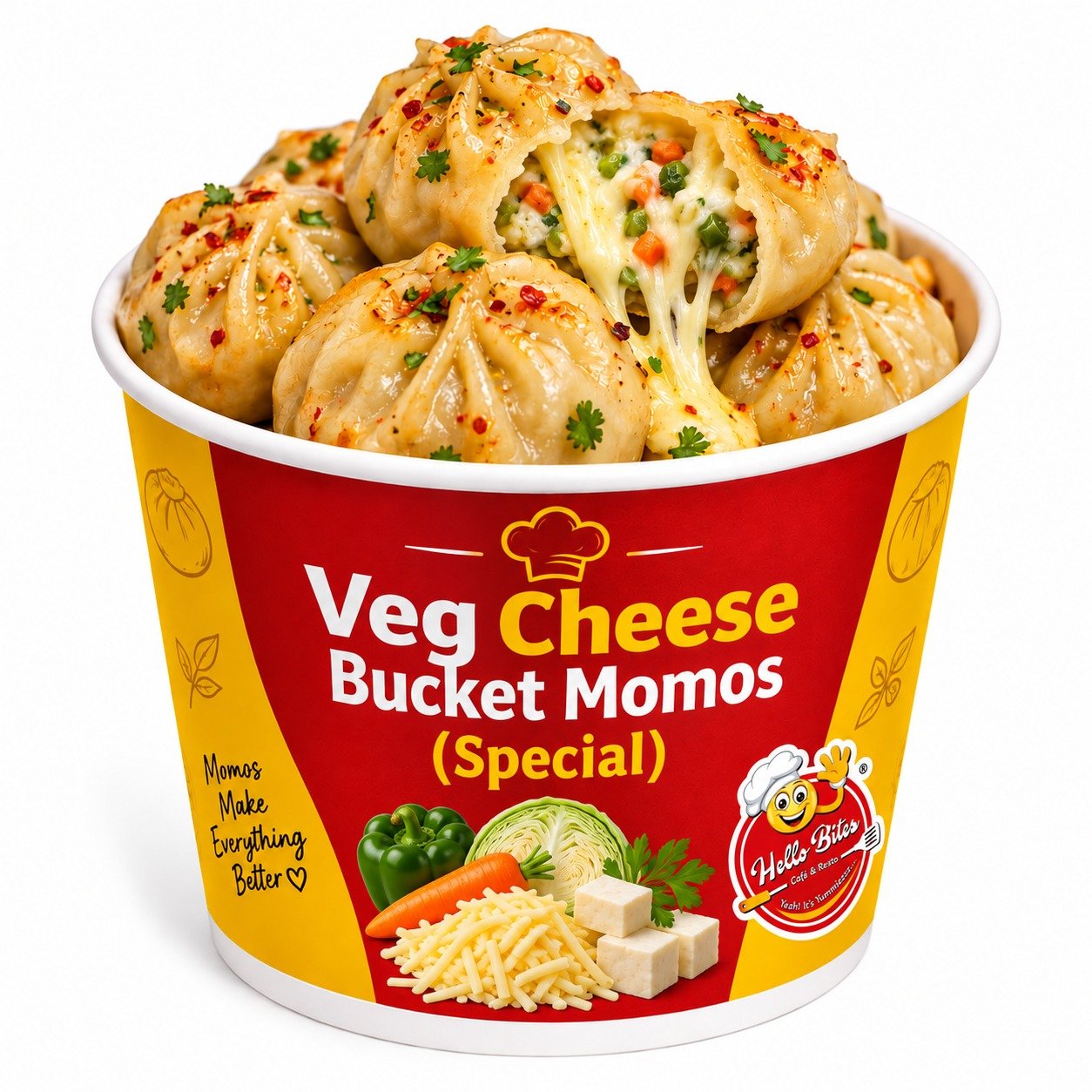 Veg Cheese Bucket Momos (Special)